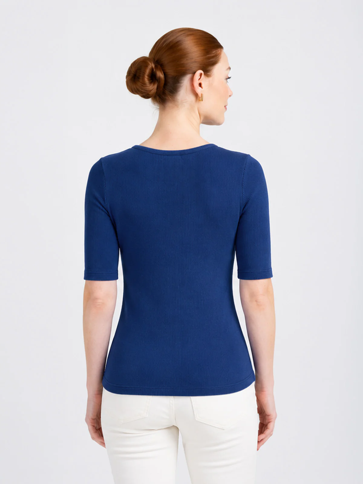 1/2 Sleeve Button Front Rib Top - Image 2