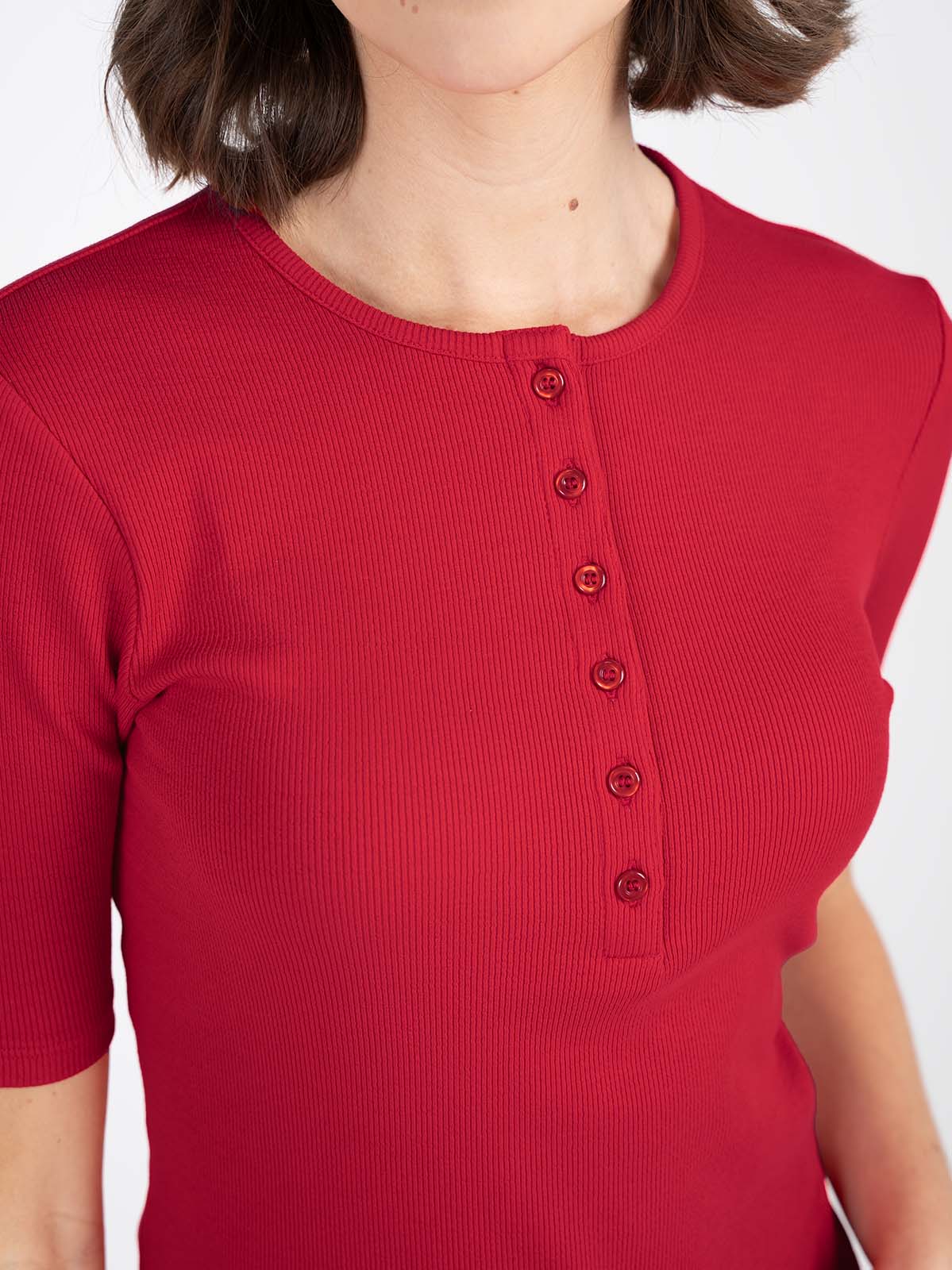 1/2 Sleeve Button Front Rib Top - Image 9