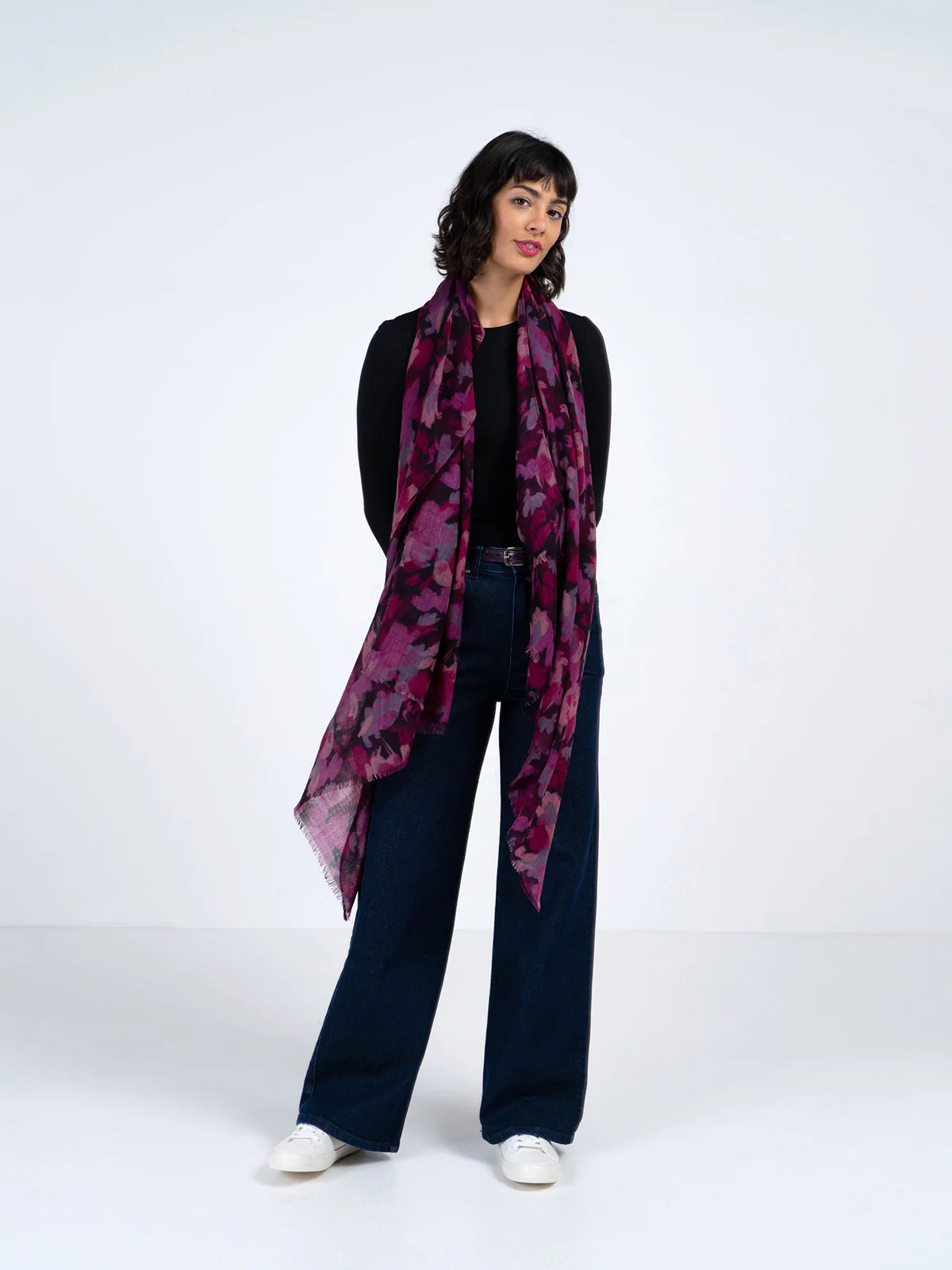 Brushed Floral Wool Scarf - Image 3