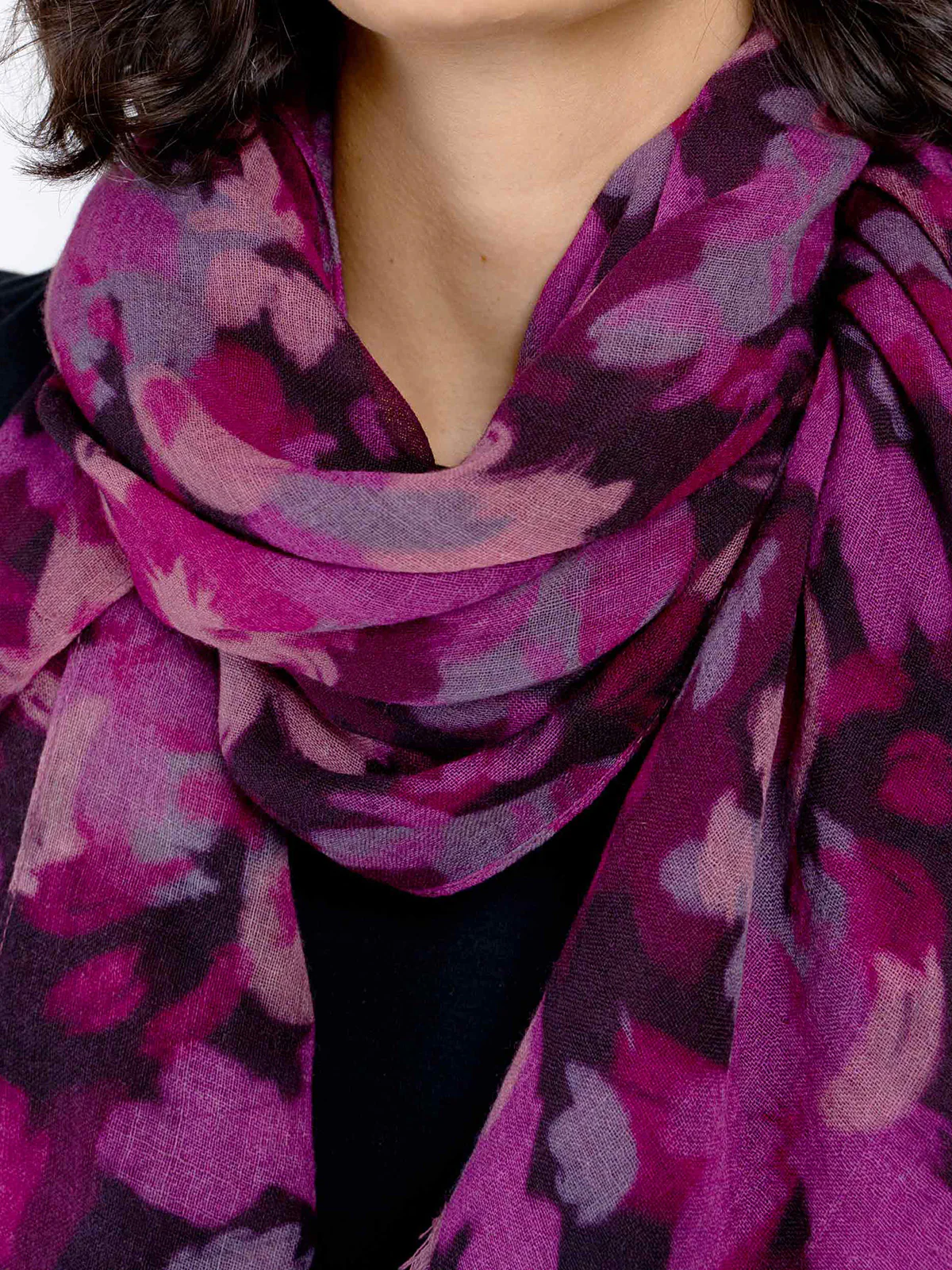 Brushed Floral Wool Scarf - Image 5