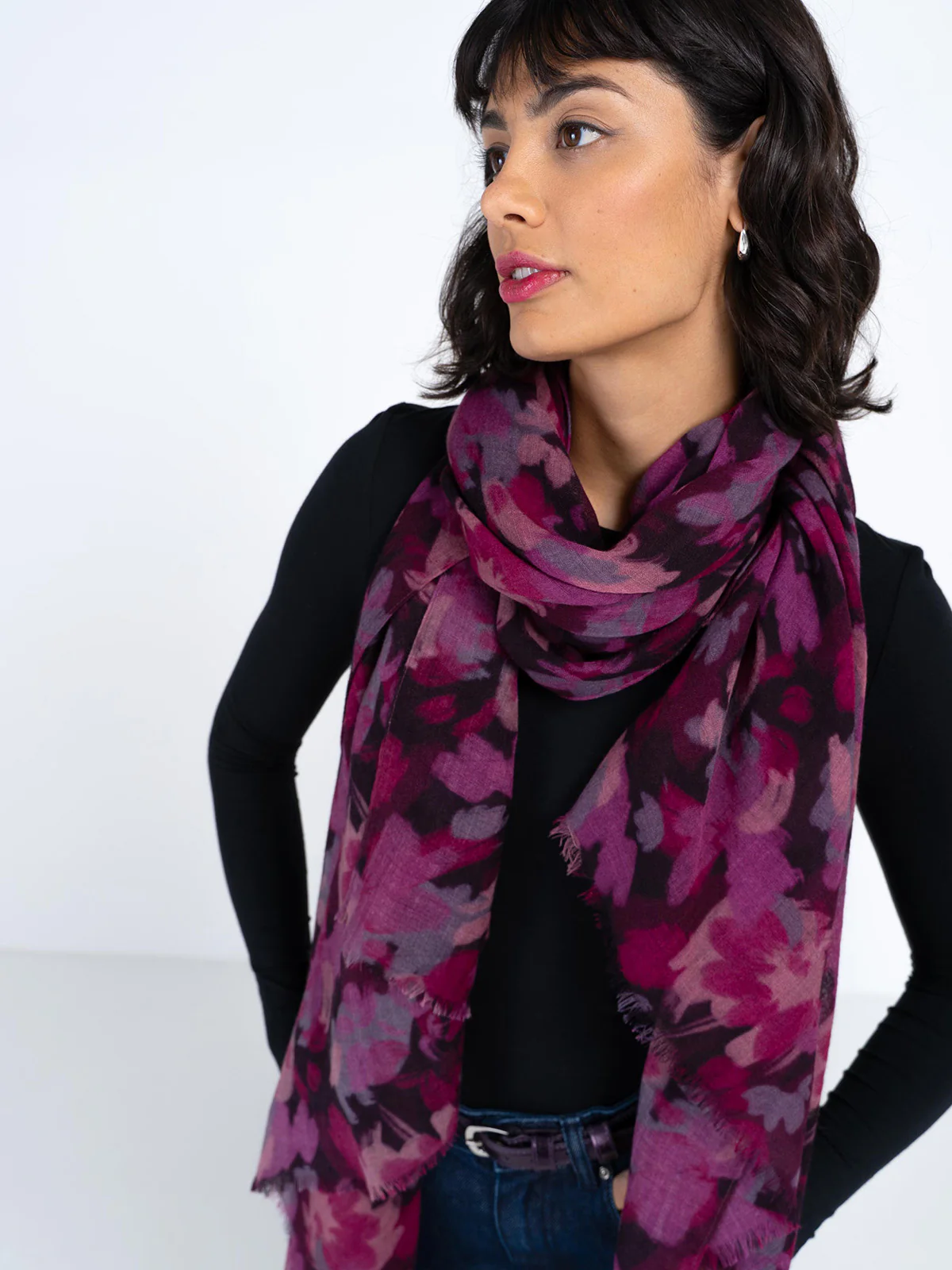 Brushed Floral Wool Scarf - Image 8