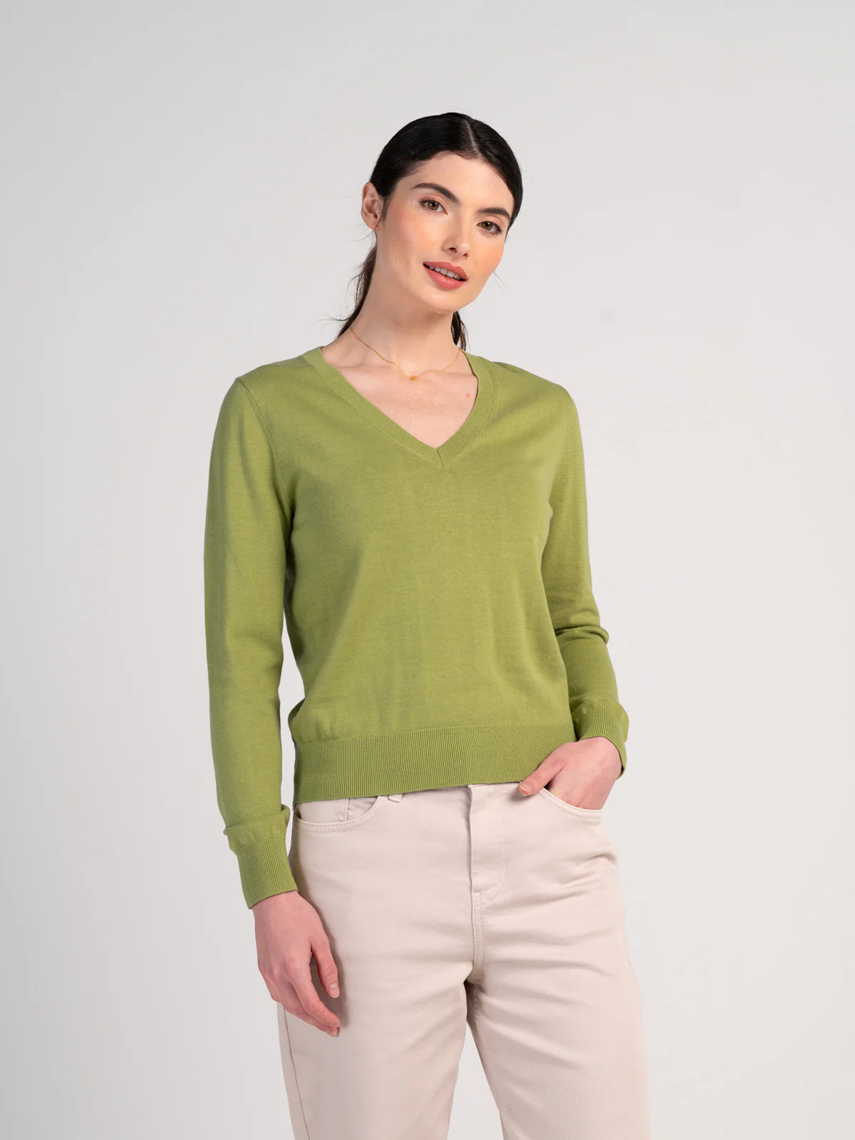 Cotton V Neck Jumper - Image 29