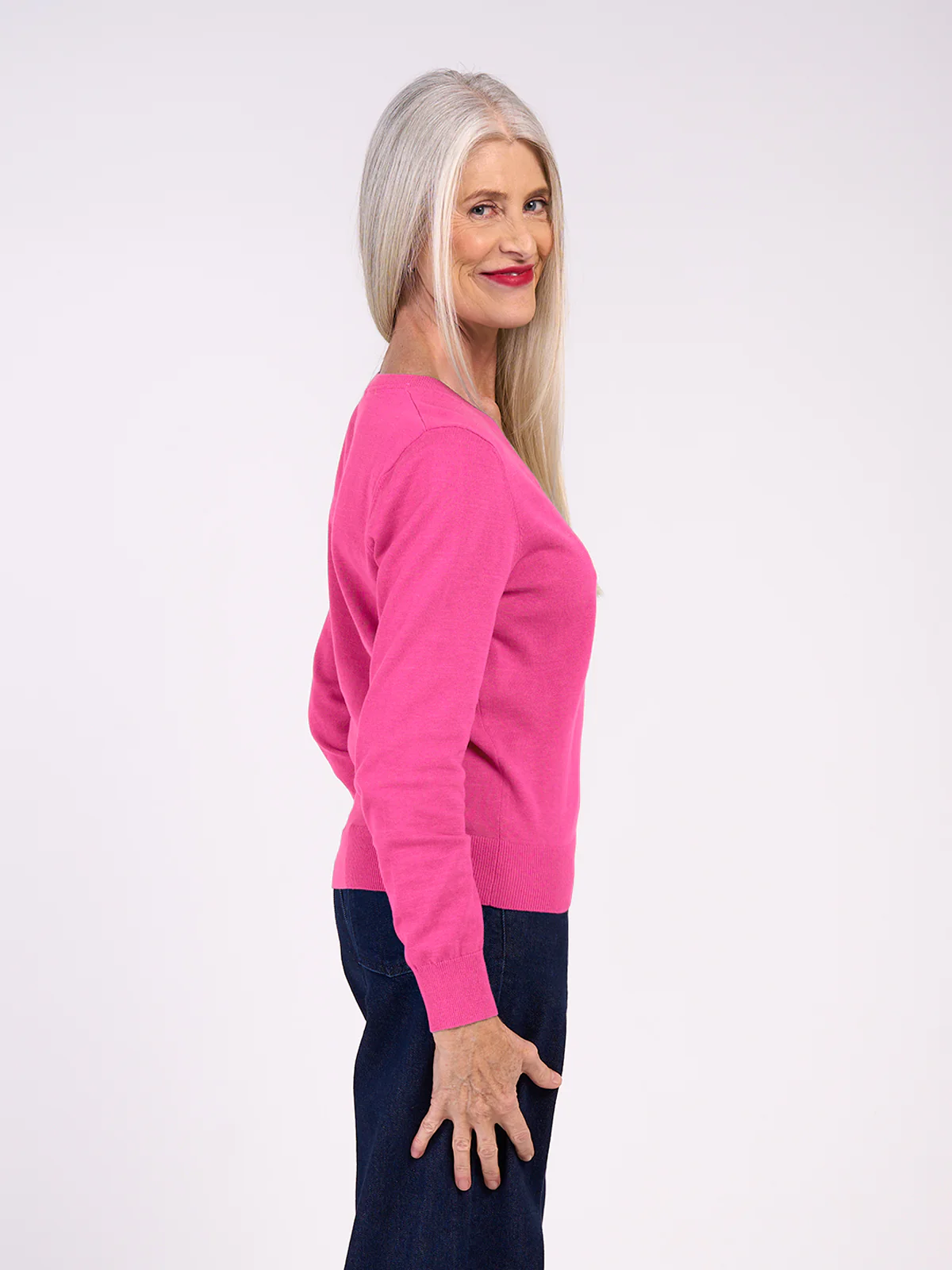 Cotton V Neck Jumper - Image 3