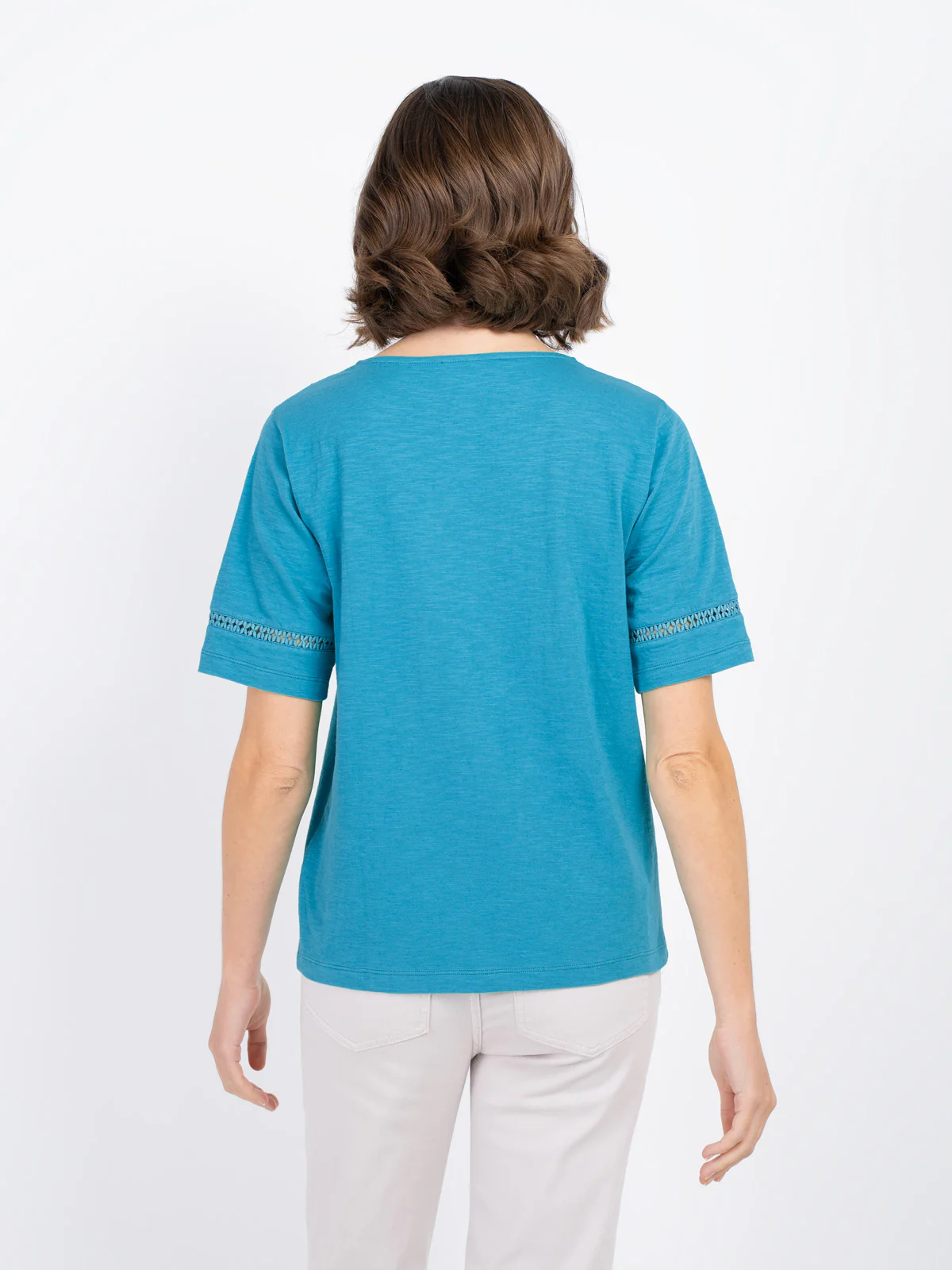 Crochet Trim Jersey Slub Top - Image 12