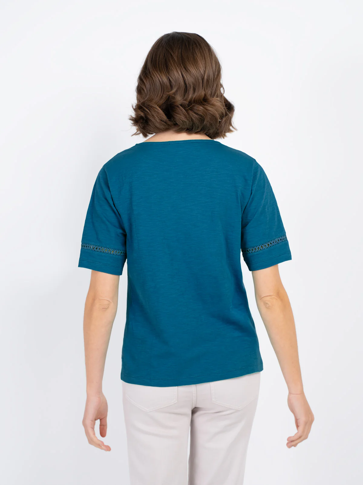 Crochet Trim Jersey Slub Top - Image 16