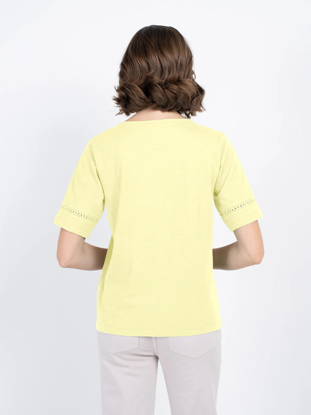 Crochet Trim Jersey Slub Top - Image 24
