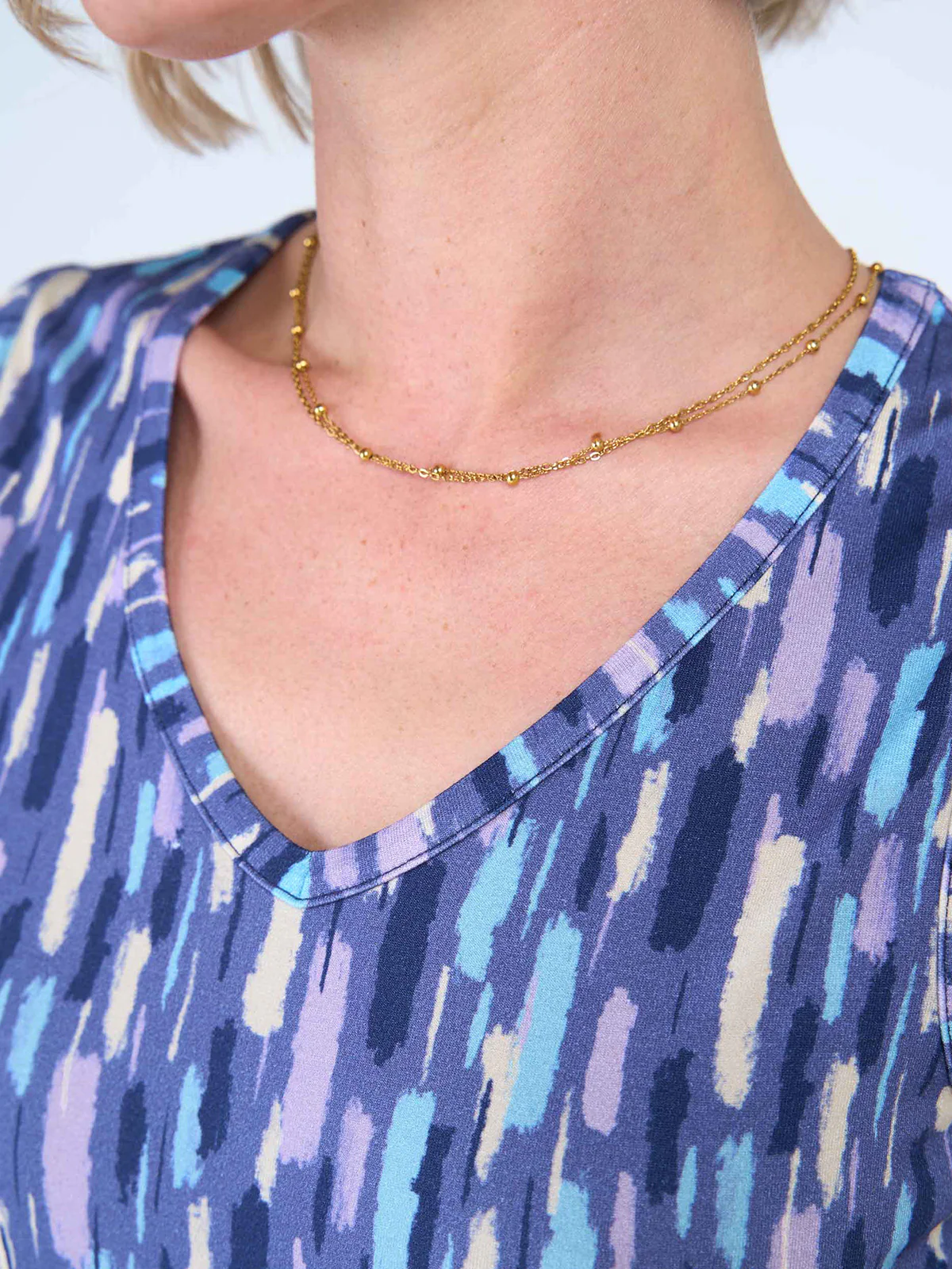 Dash Print Sleeveless V Neck Top - Image 9