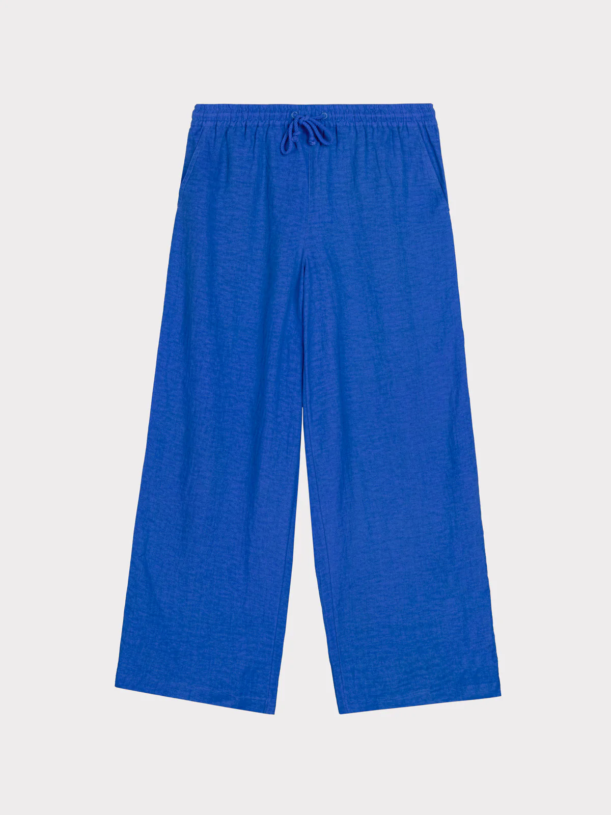 Drawstring Wide Leg Linen Trousers - Image 2