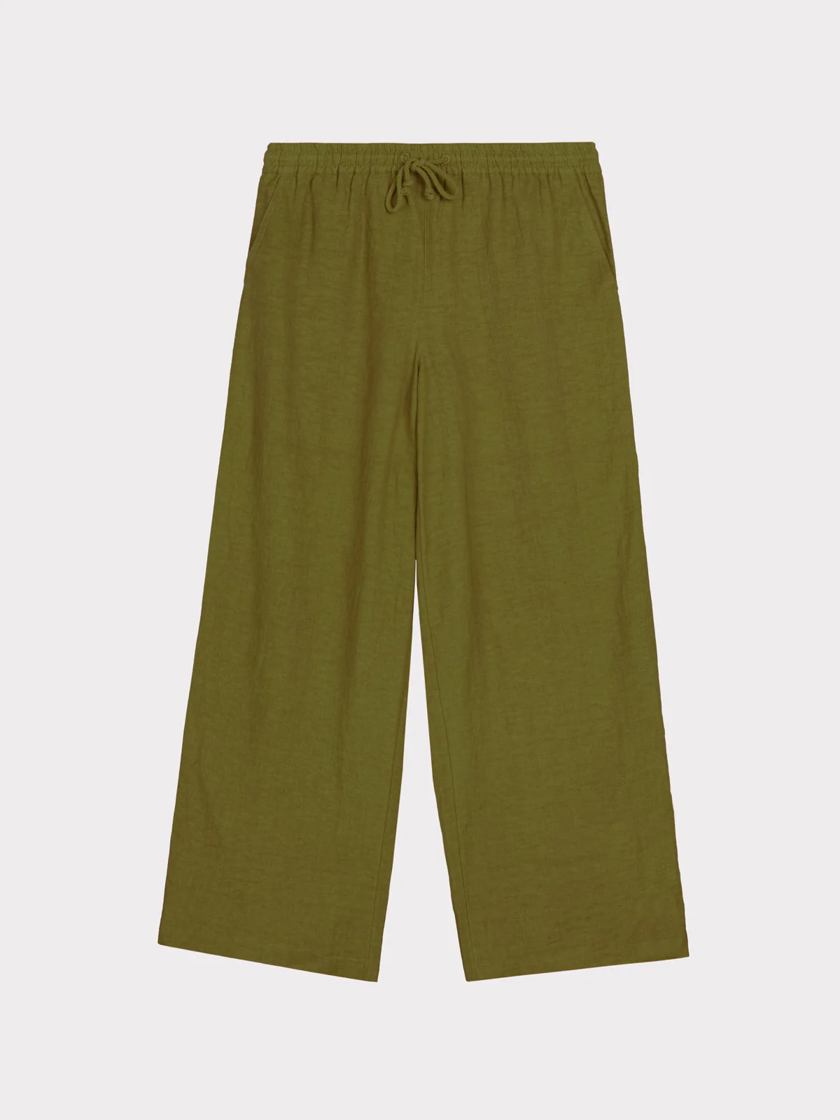 Drawstring Wide Leg Linen Trousers - Image 6