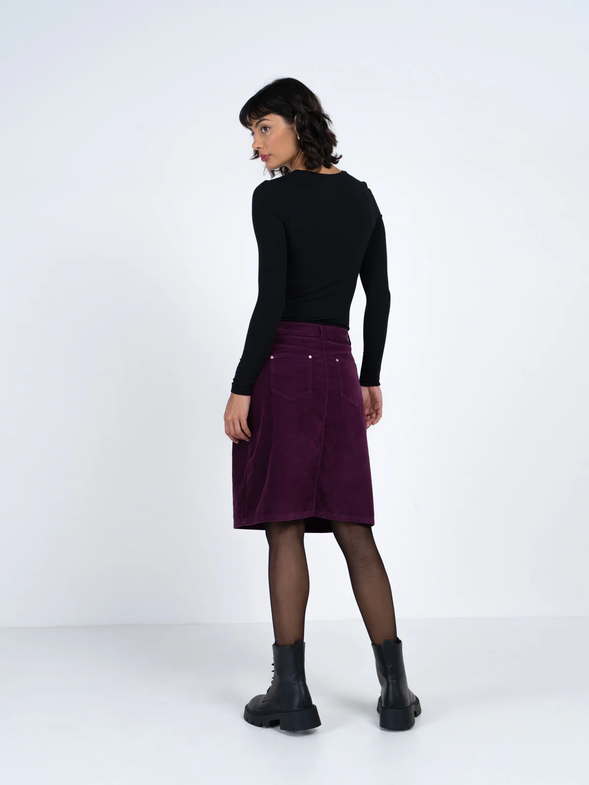 Jamie Cord Knee Length Skirt - Image 3