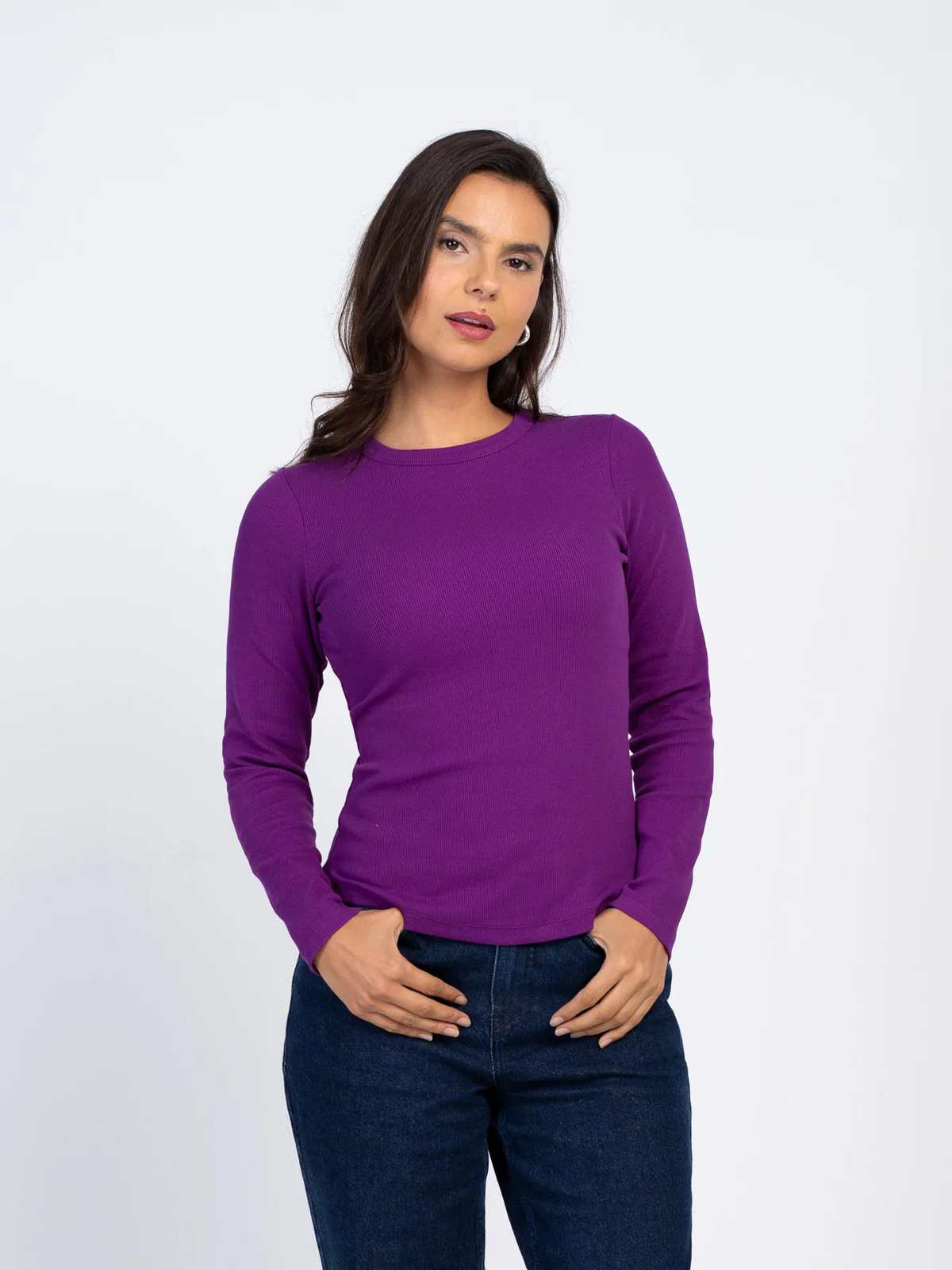 Long Sleeve Cotton Rib Crew