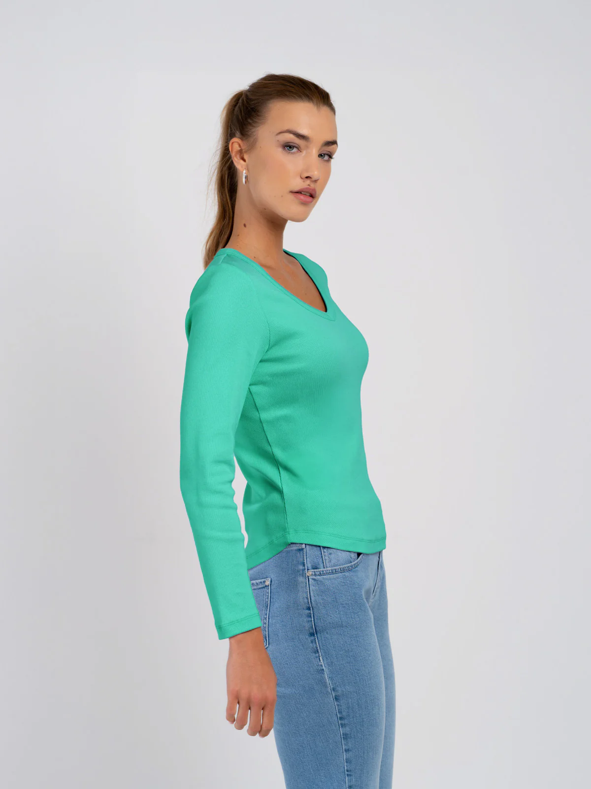 Long Sleeve Cotton Rib V - Image 12