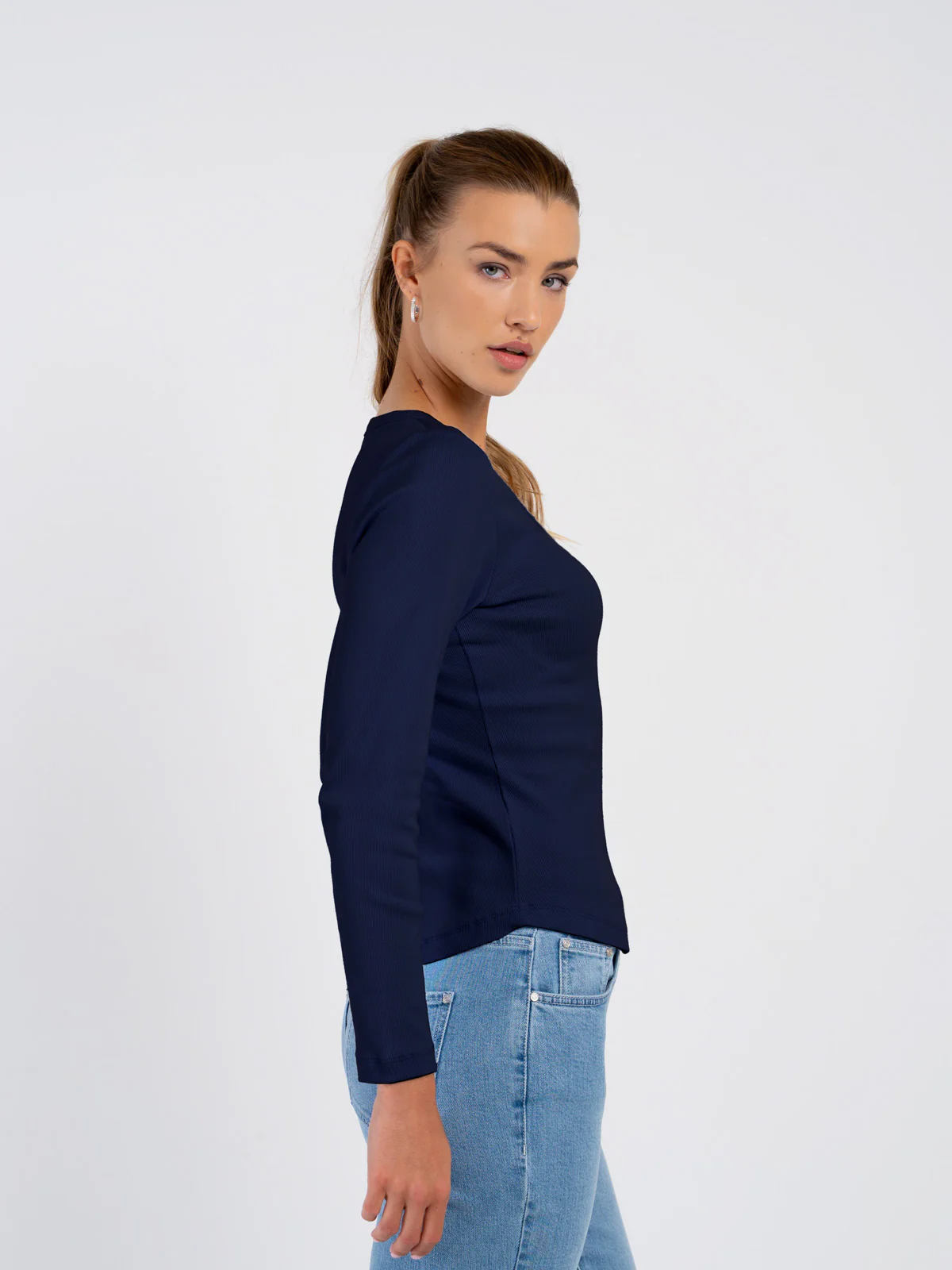 Long Sleeve Cotton Rib V - Image 35