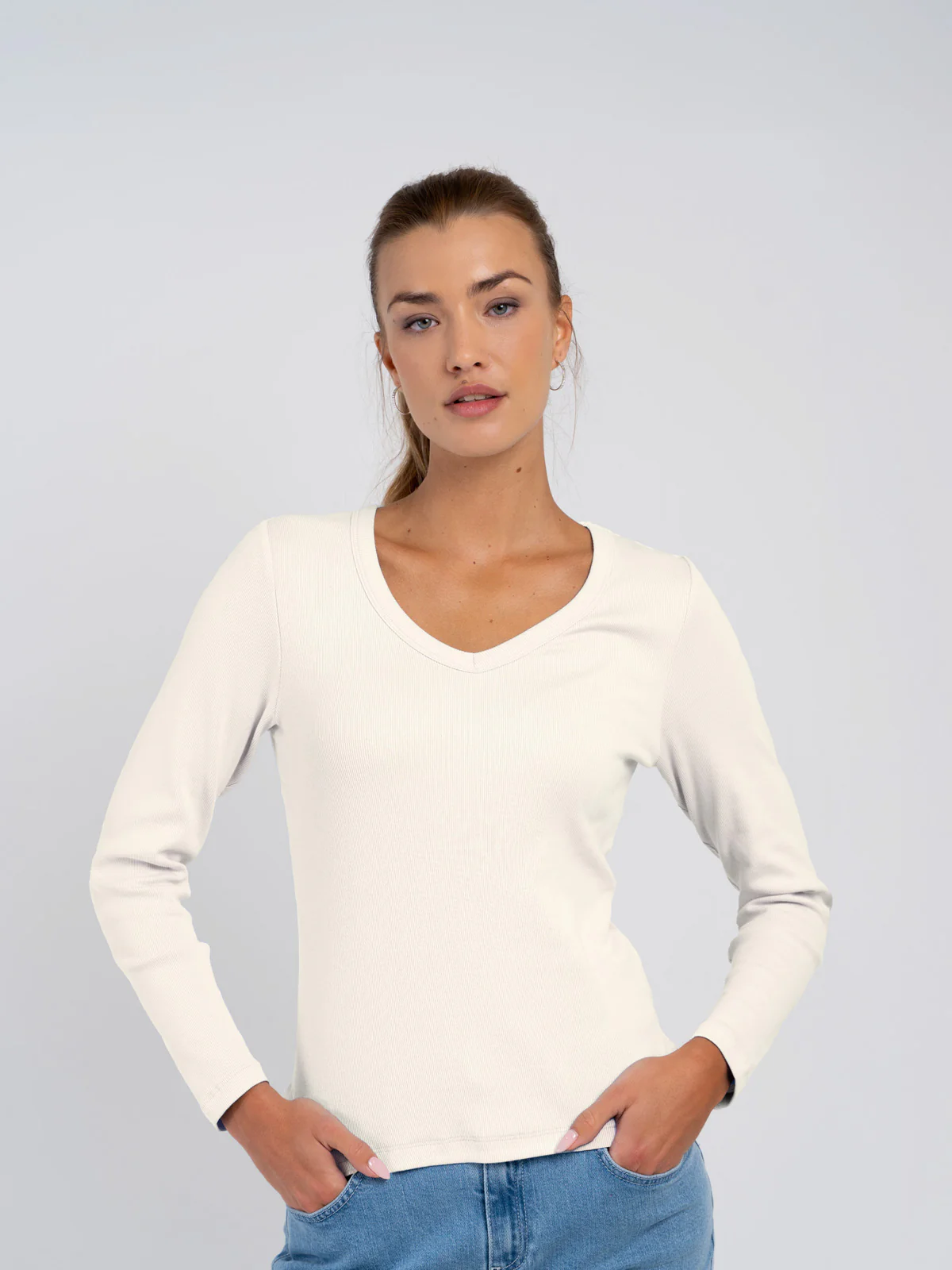 Long Sleeve Cotton Rib V - Image 38