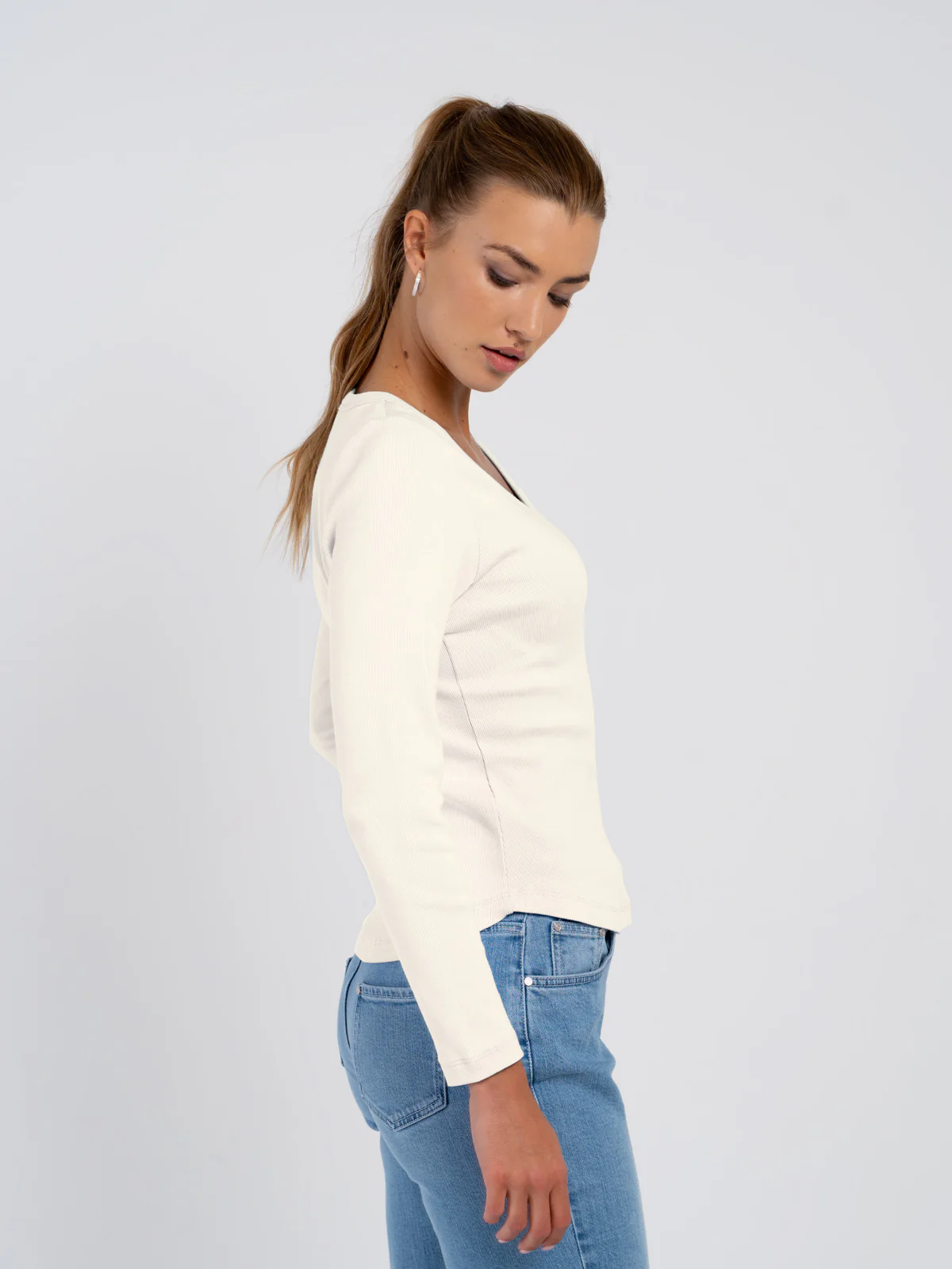 Long Sleeve Cotton Rib V - Image 40