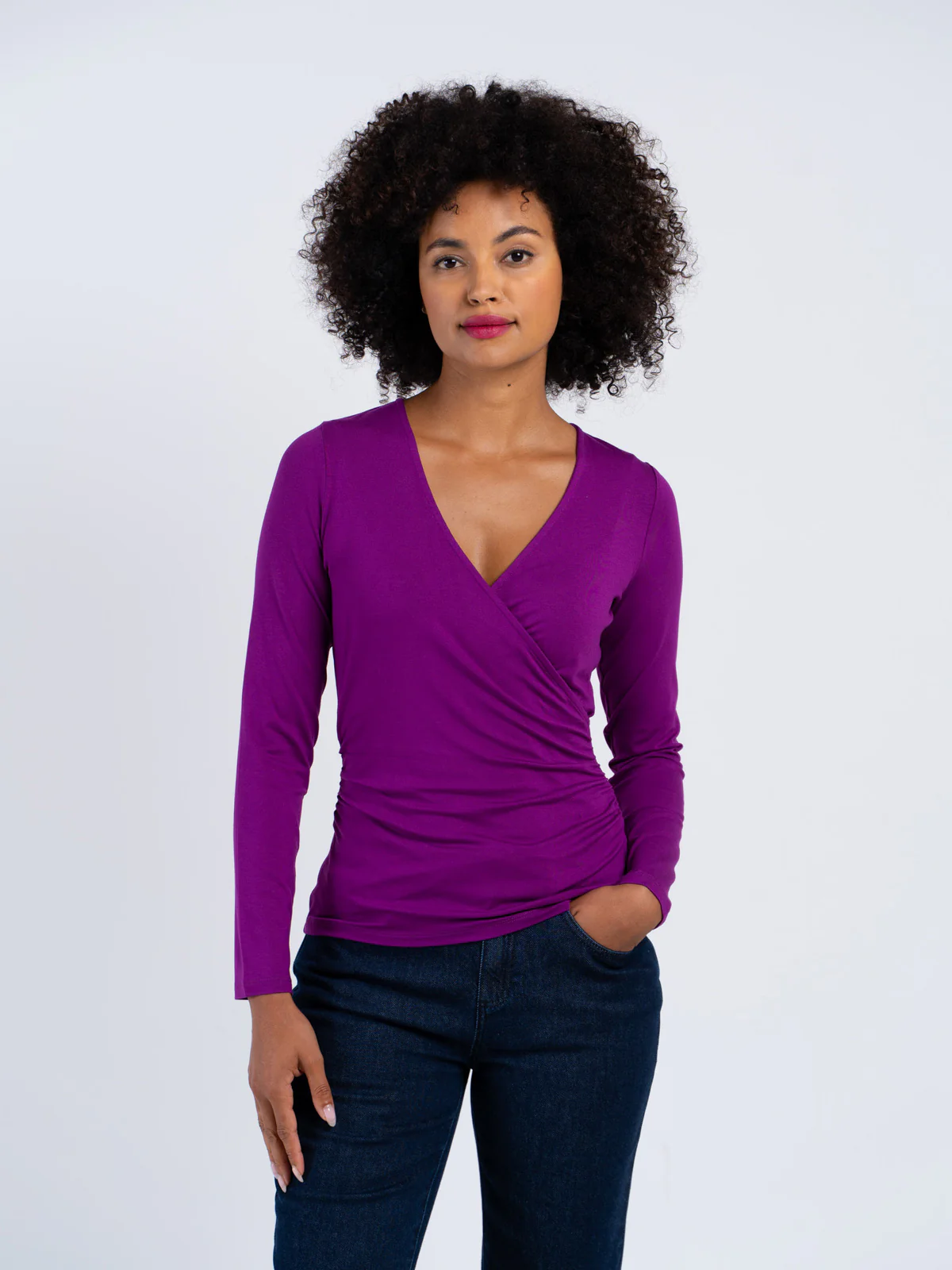 Long Sleeve Faux Wrap