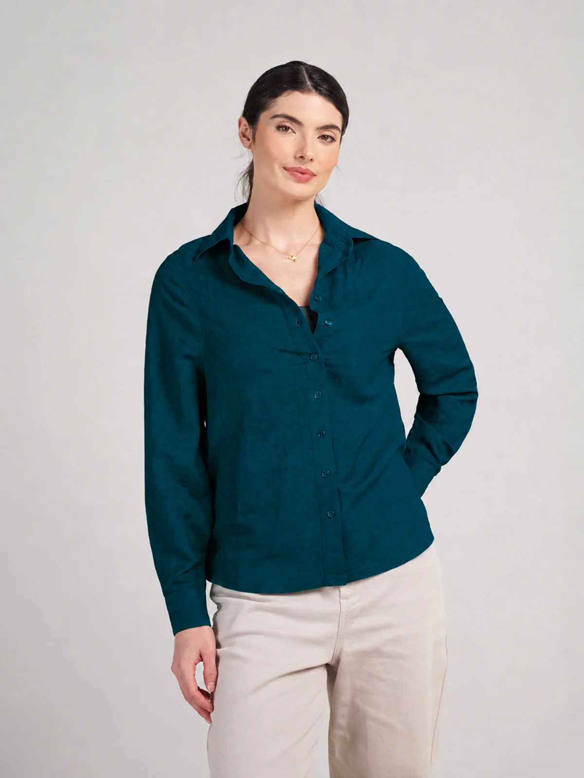 Long Sleeve Linen Shirt - Image 25