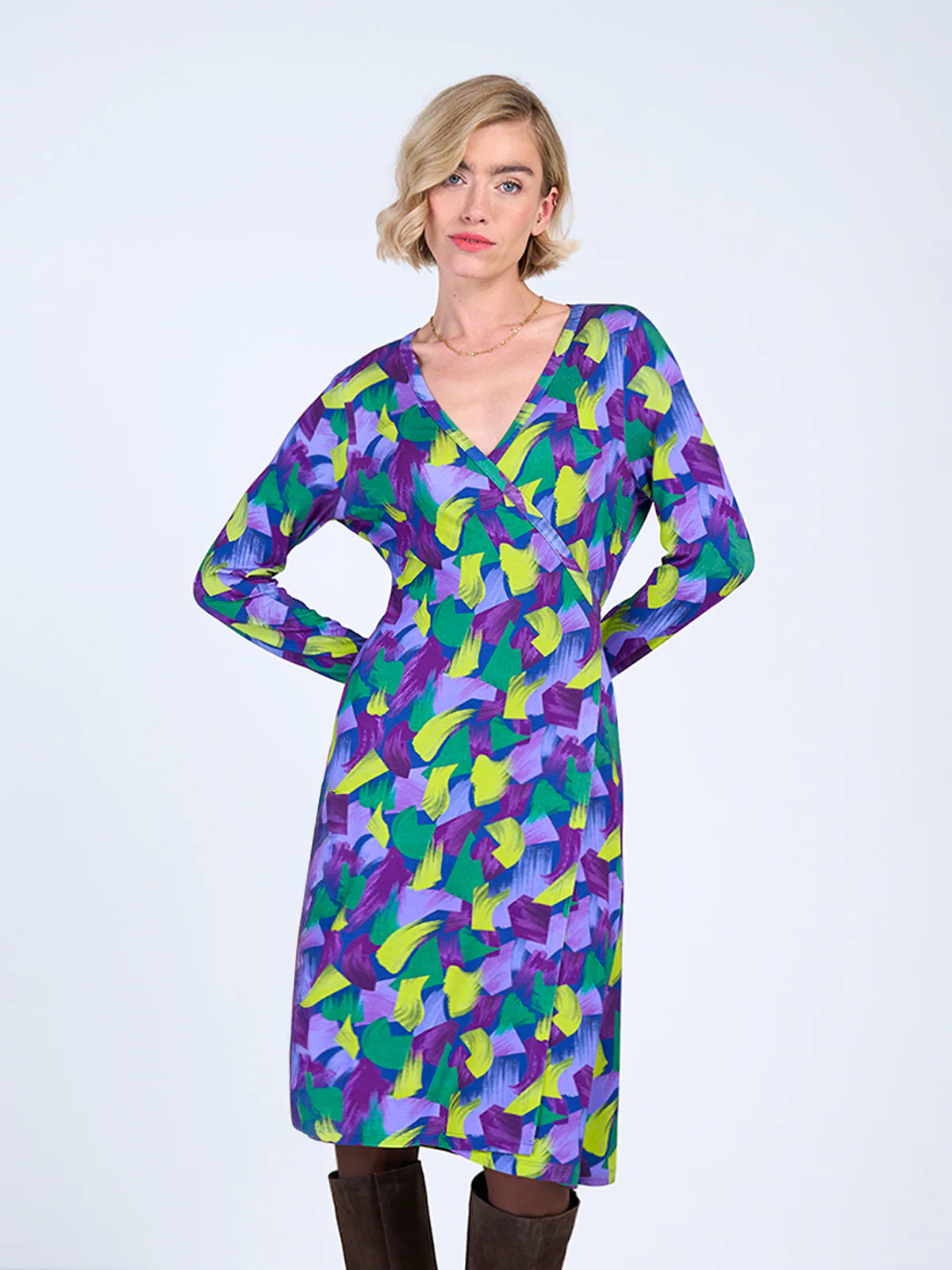 Long Sleeve Printed Wrap Dress - Image 10