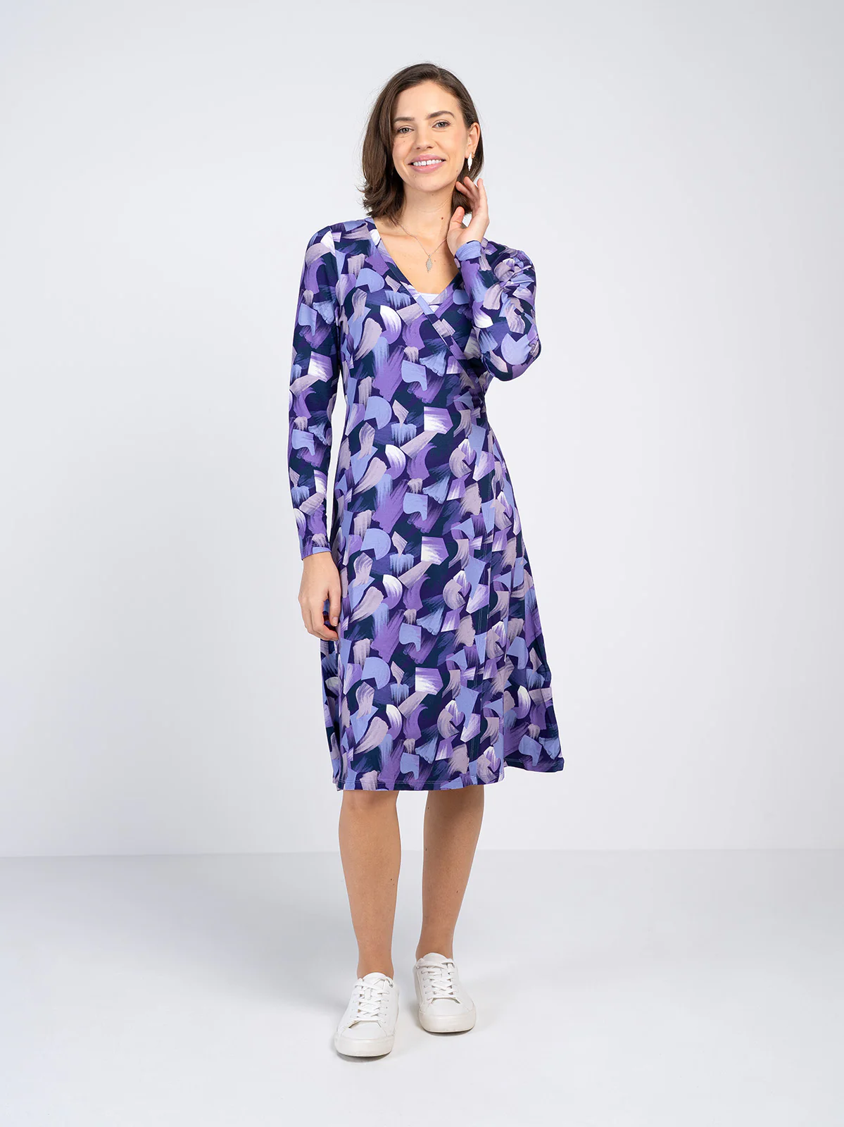Long Sleeve Printed Wrap Dress - Image 5