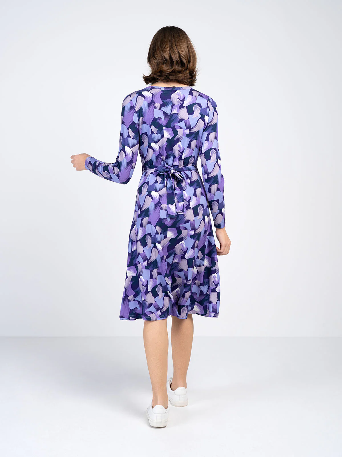 Long Sleeve Printed Wrap Dress - Image 6