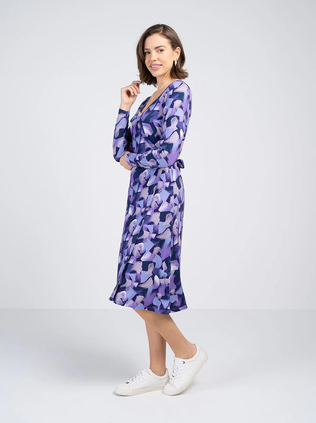 Long Sleeve Printed Wrap Dress - Image 7