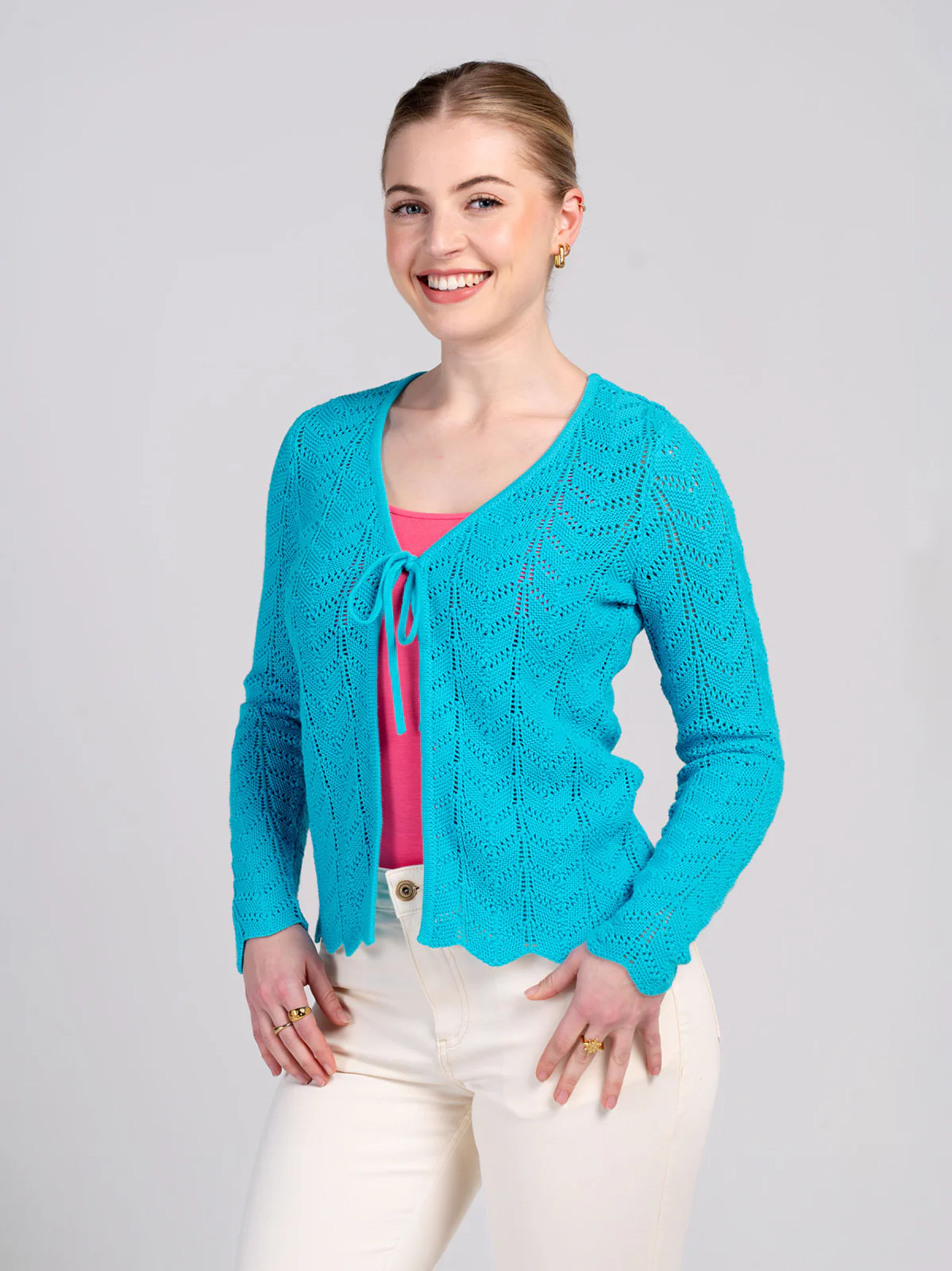 Pointelle V Neck Cardigan - Image 14