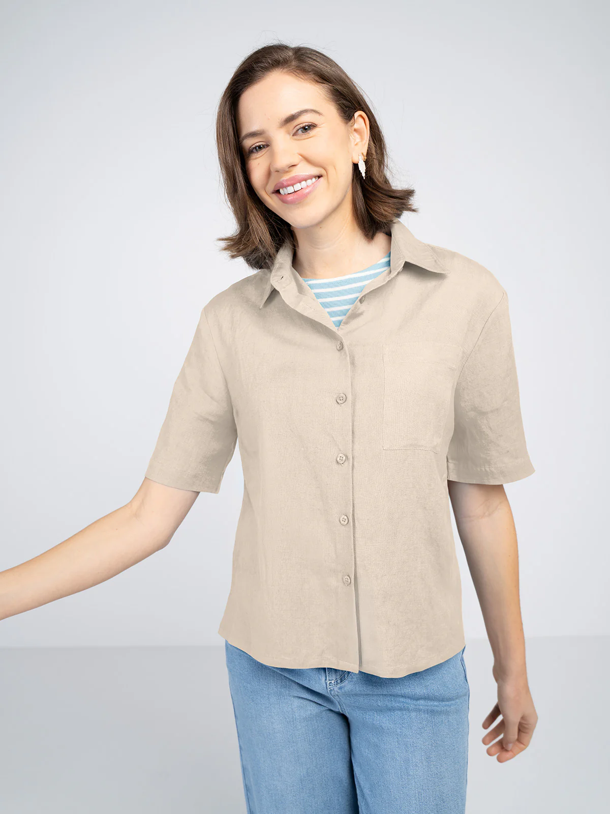 Short Sleeve Linen Shirt - Image 17