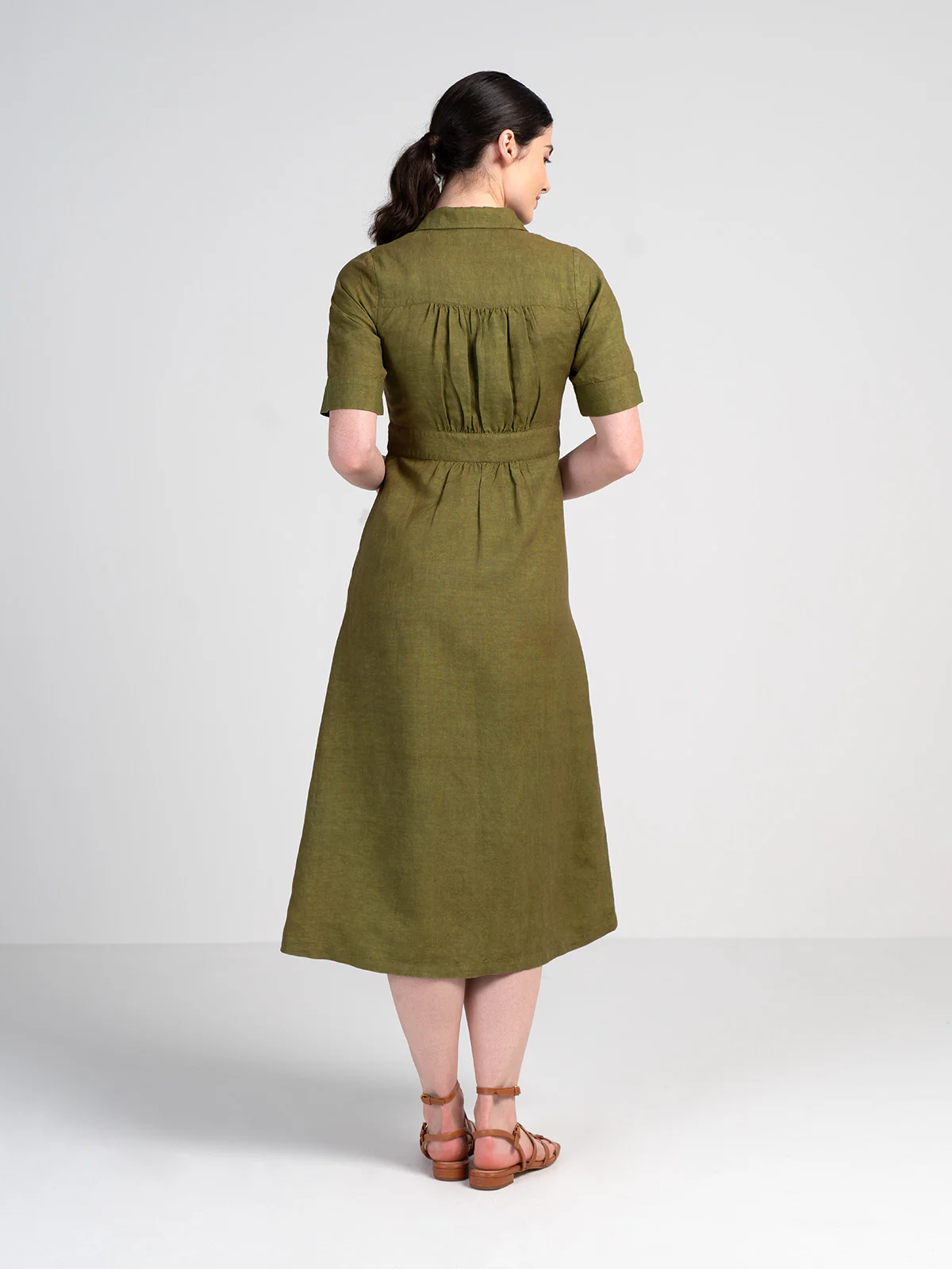 Short Sleeve Linen Shirt Dress - Image 2