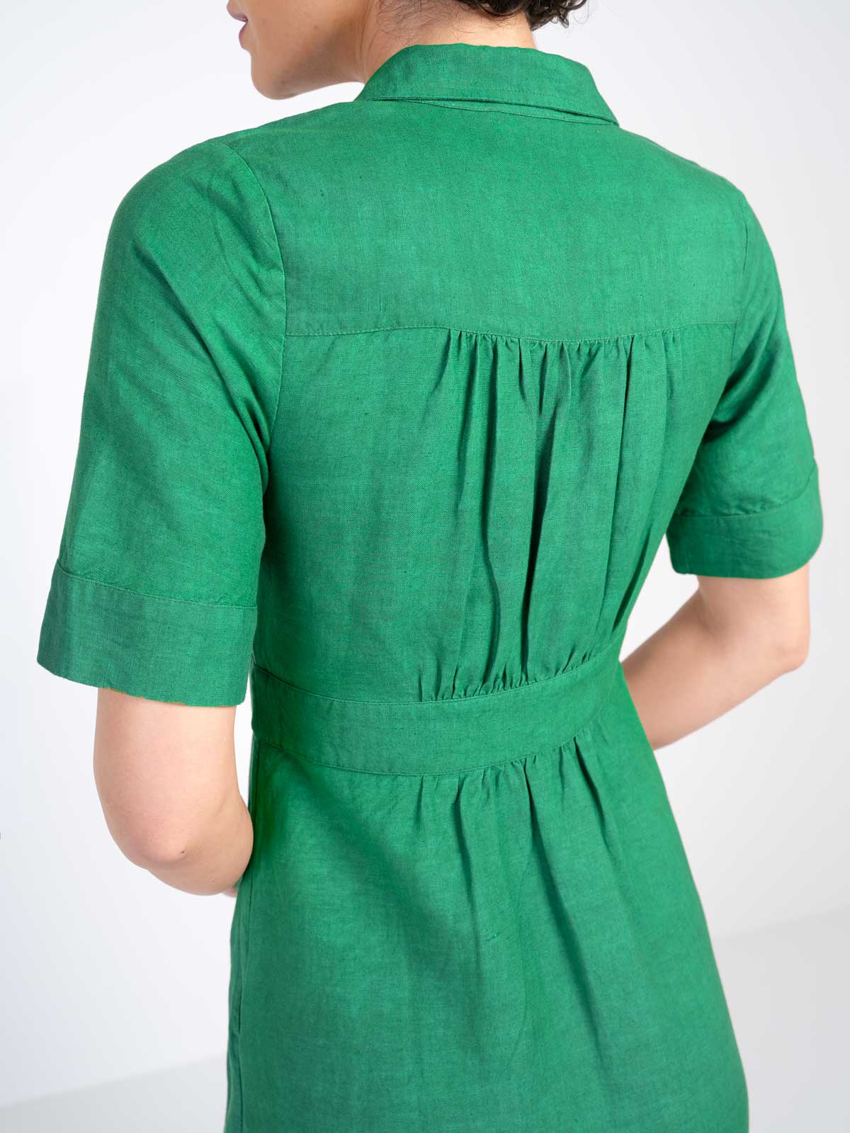 Short Sleeve Linen Shirt Dress - Image 7