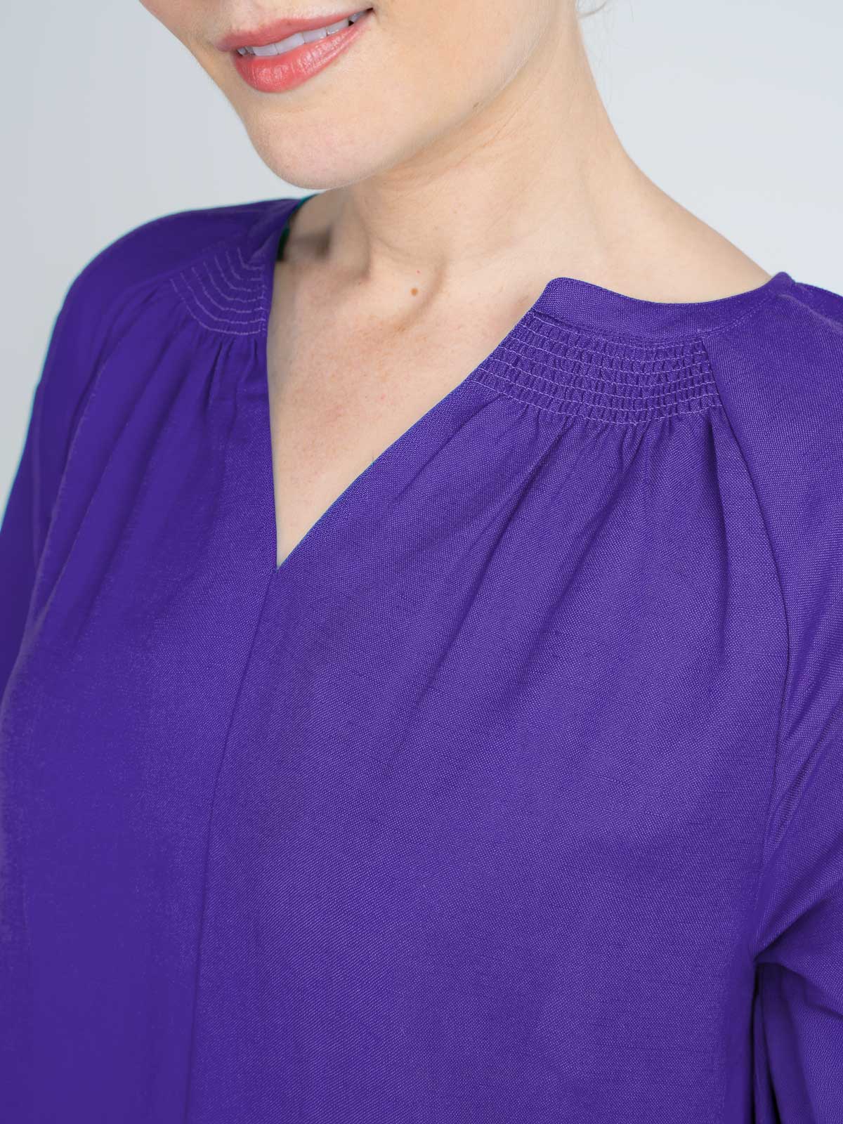 Short Sleeve Linen V Neck Dress - Image 10
