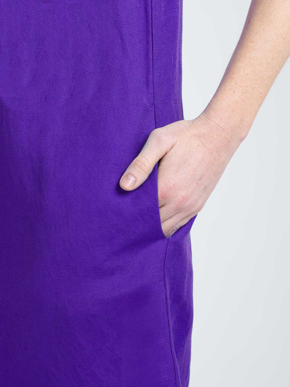 Short Sleeve Linen V Neck Dress - Image 11
