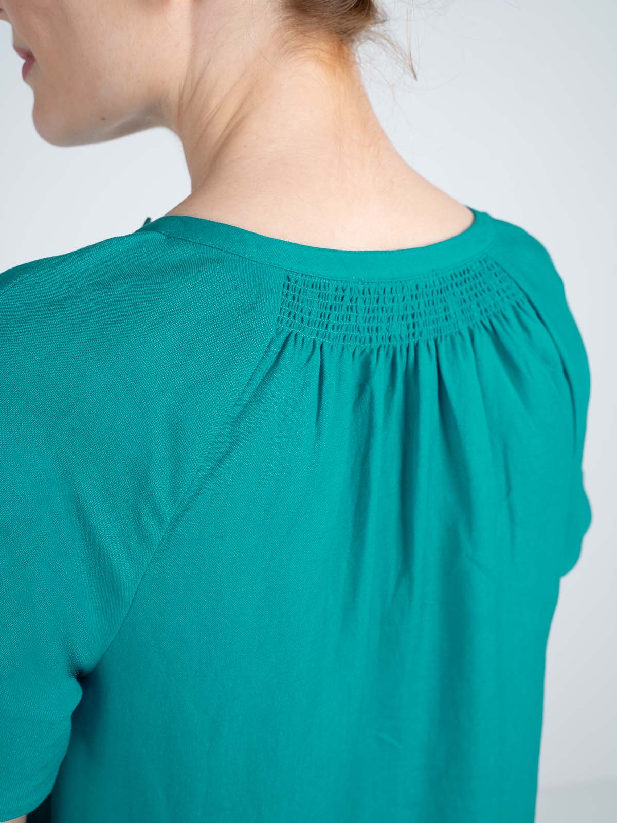 Short Sleeve Linen V Neck Dress - Image 5