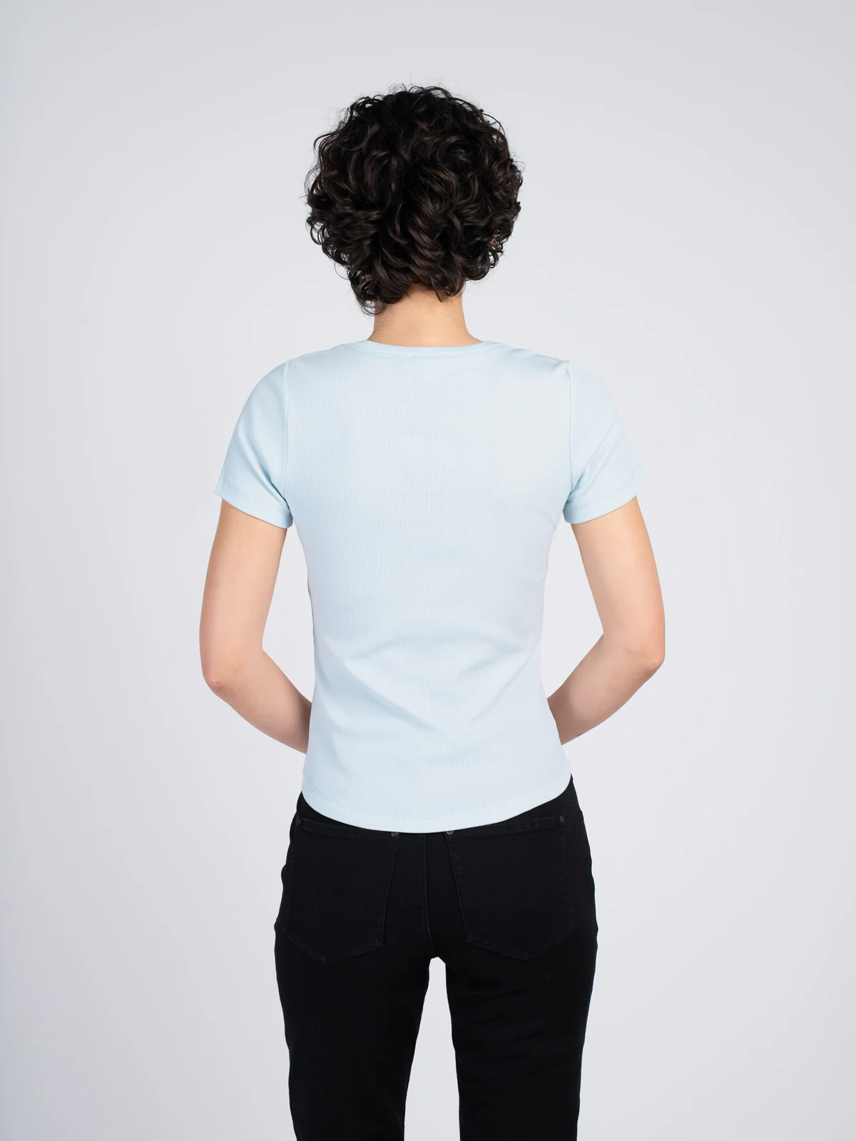 Short Sleeve V Neck Rib Tee - Image 12