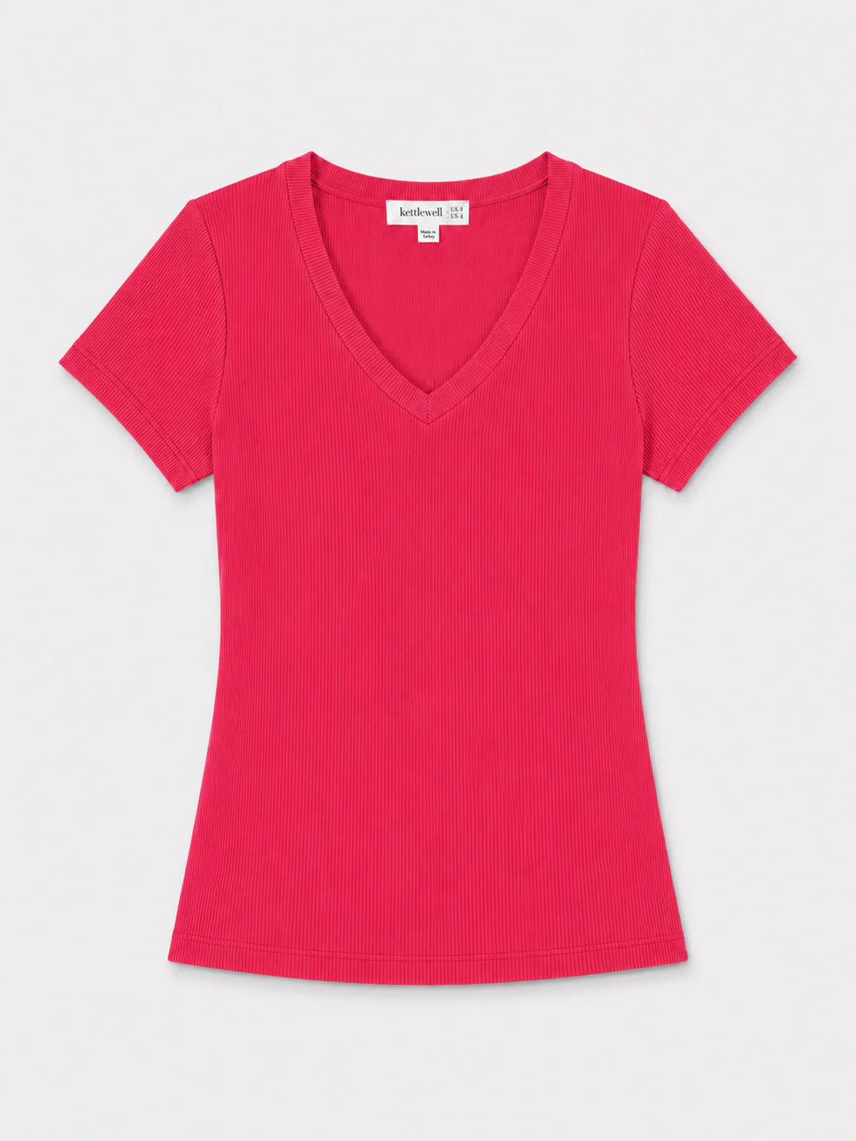 Short Sleeve V Neck Rib Tee - Image 15