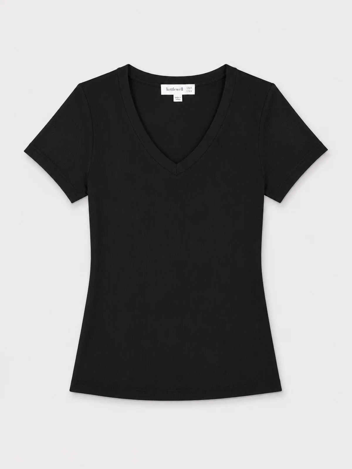 Short Sleeve V Neck Rib Tee - Image 4