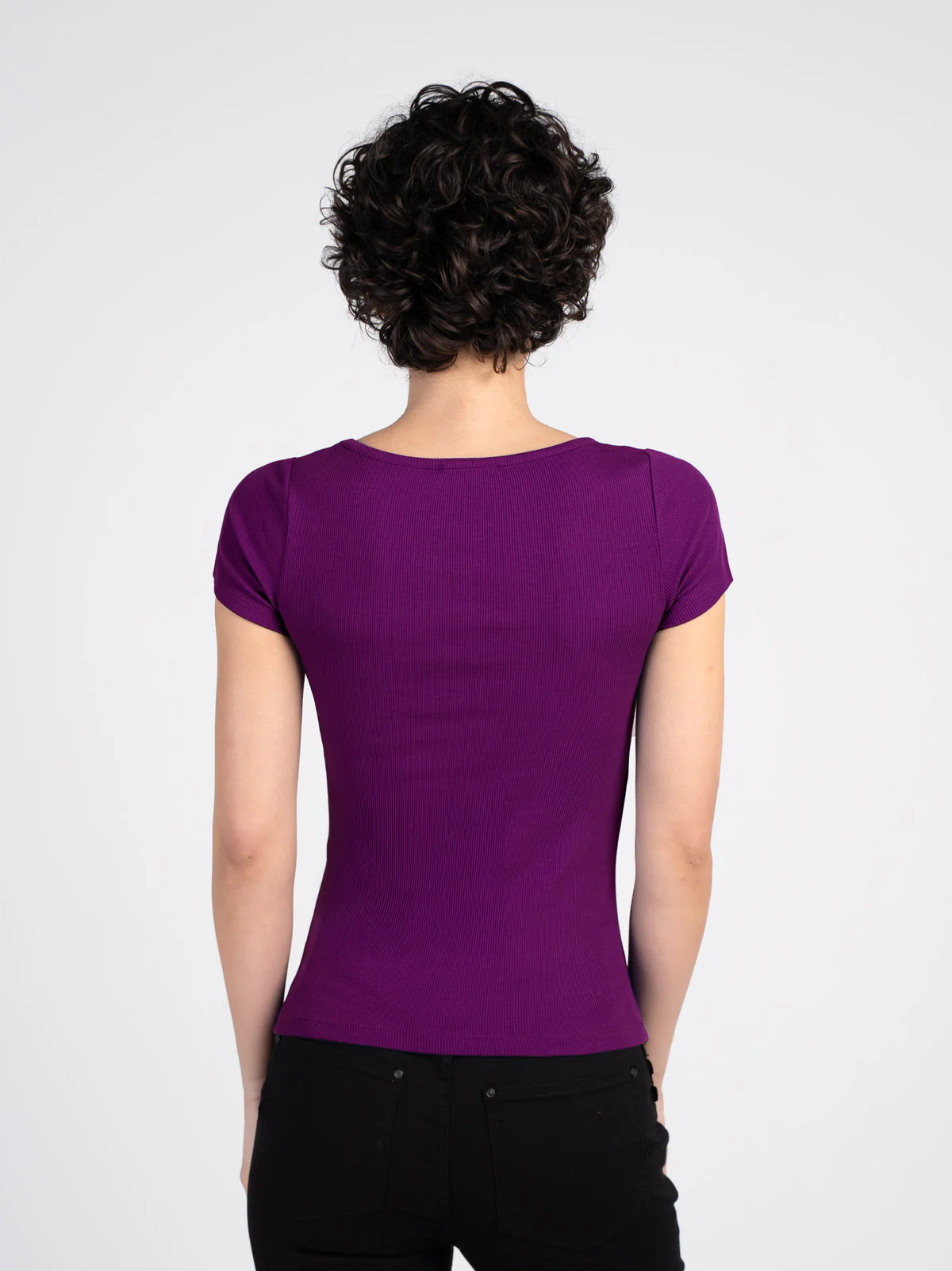 Sweet V Neck Rib Tee - Image 2
