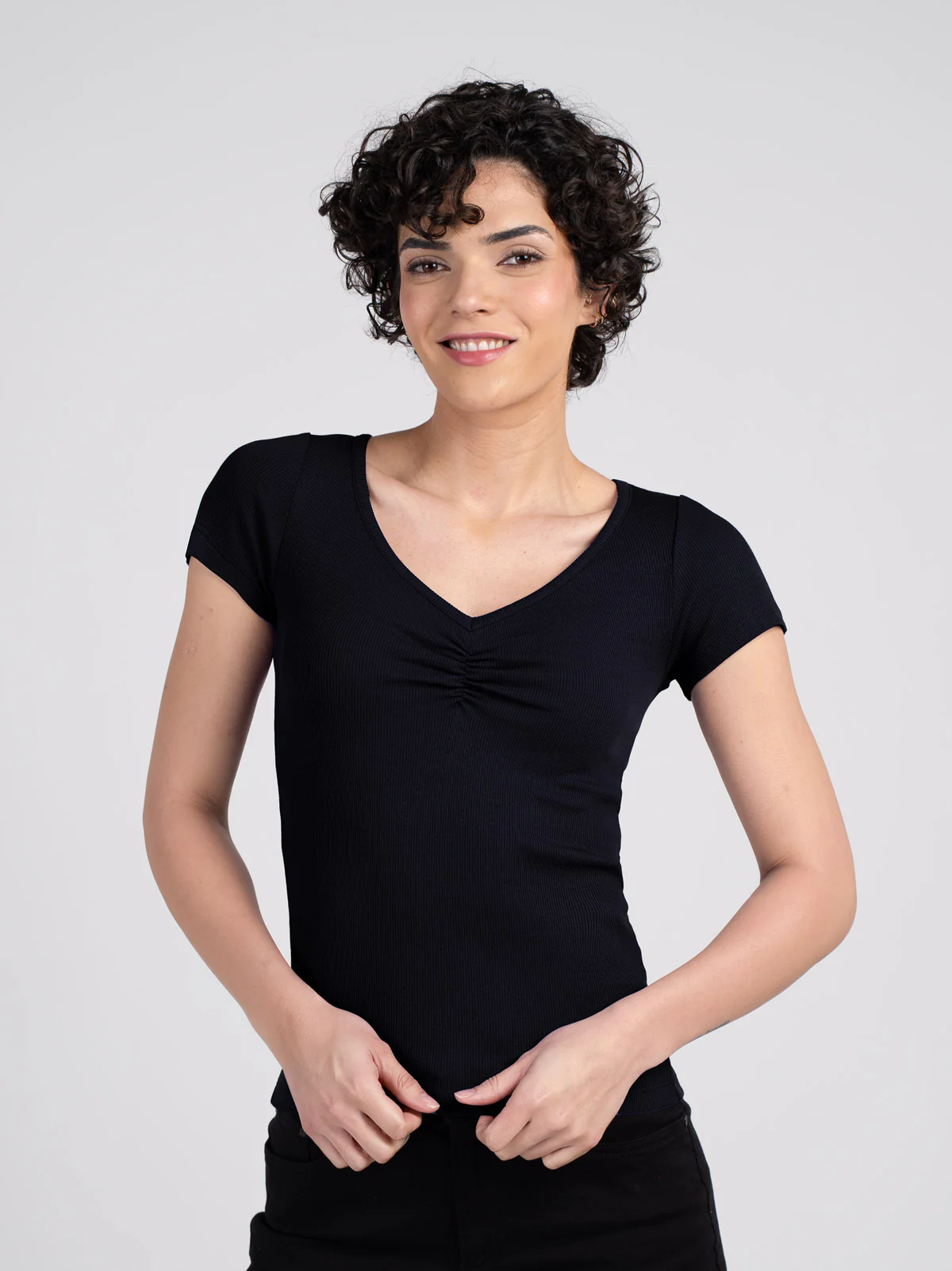 Sweet V Neck Rib Tee - Image 5