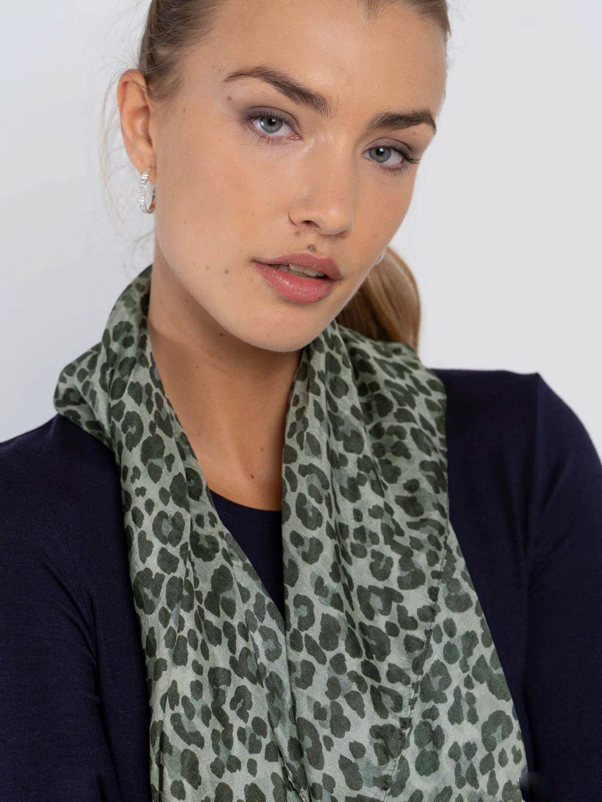 Sylvie Leopard Square Silk Scarf - Image 3