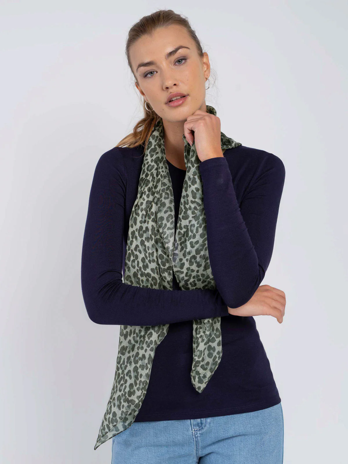 Sylvie Leopard Square Silk Scarf - Image 4