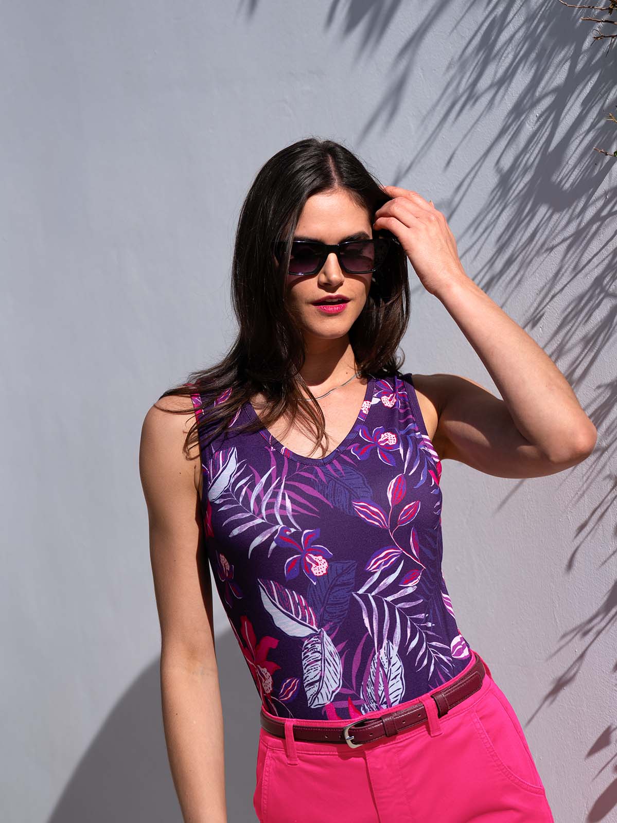 Tropical Printed Sleeveless Top - Image 12