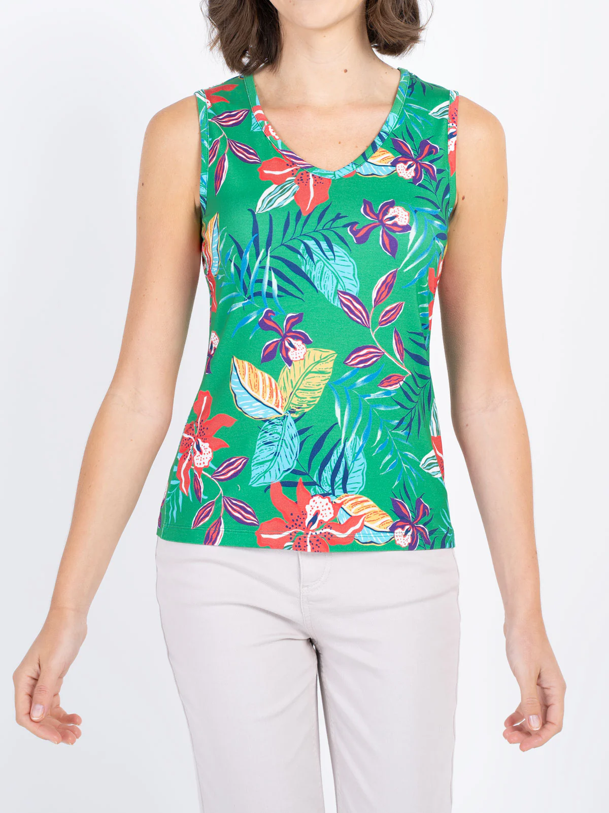 Tropical Printed Sleeveless Top - Image 14