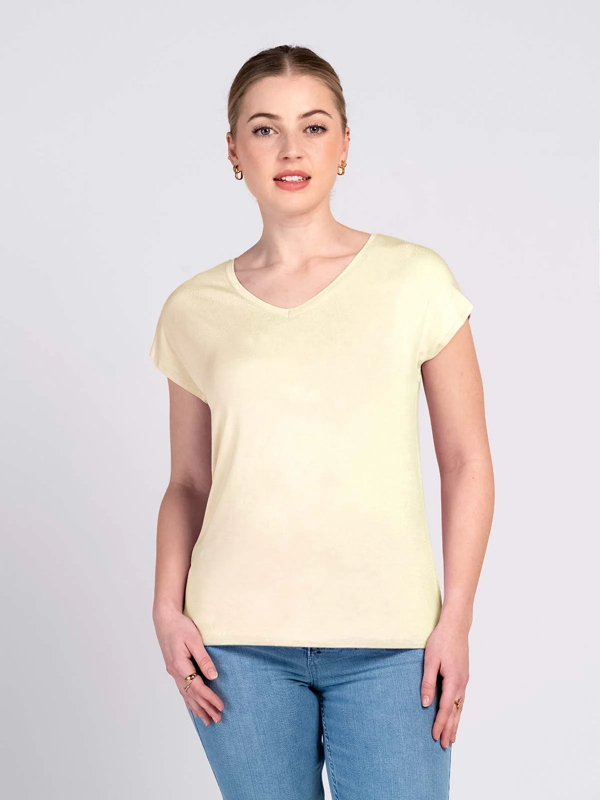 V Neck Short Sleeve Modal Top - Image 5