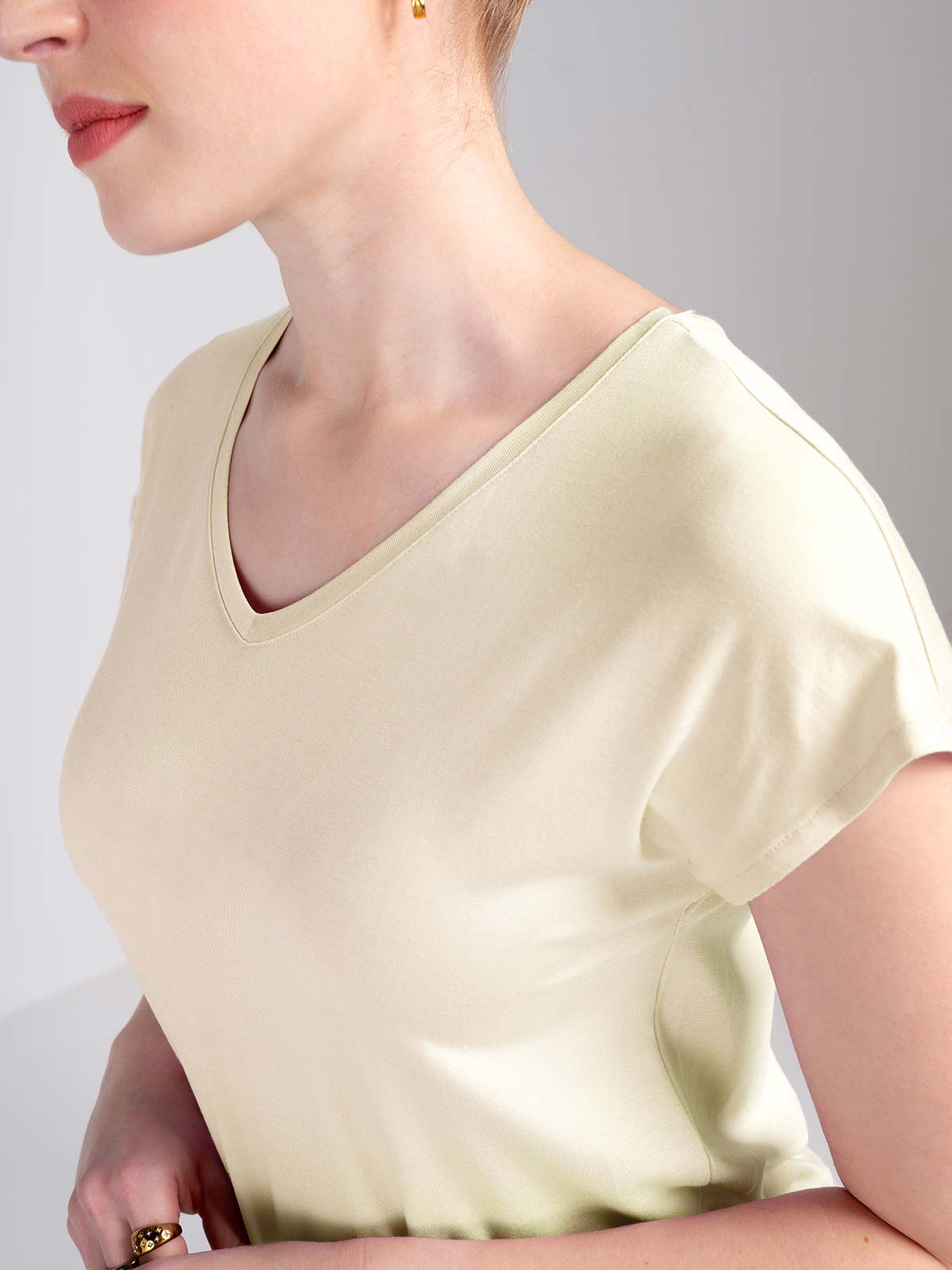 V Neck Short Sleeve Modal Top - Image 7
